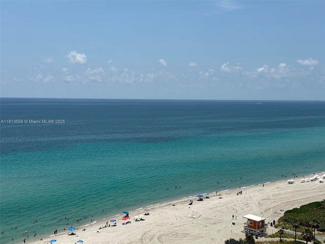 view of water feature with a view of the beach