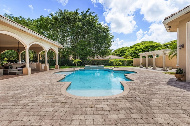 view of pool featuring a patio area and a pergola