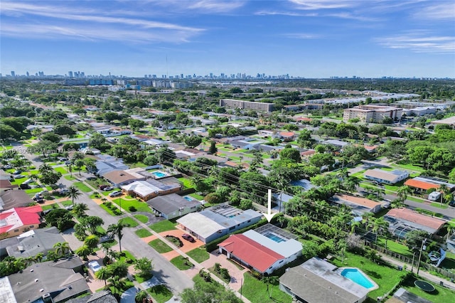 drone / aerial view featuring a city view