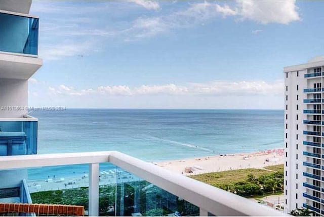 view of water feature featuring a beach view