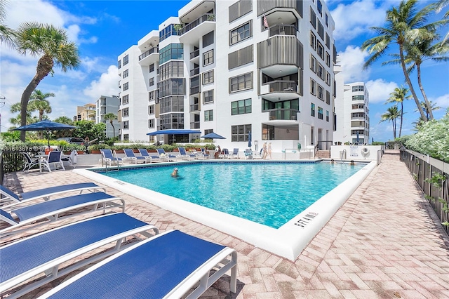 view of pool with a patio area