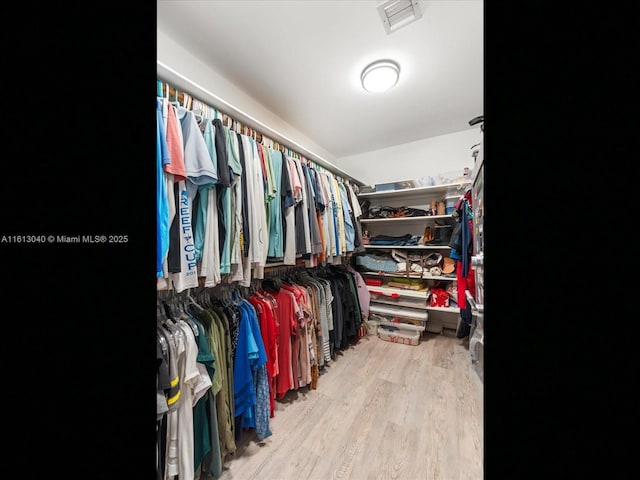 walk in closet featuring light hardwood / wood-style floors