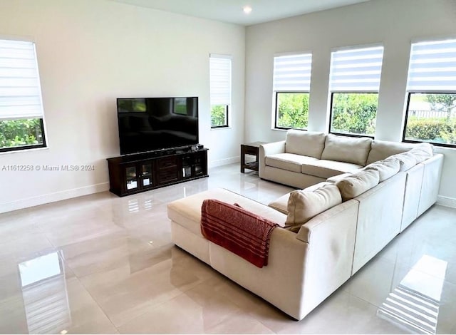 view of tiled living room