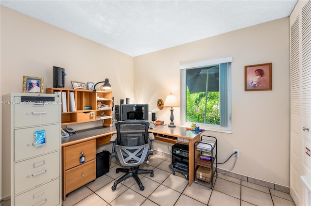 view of tiled home office