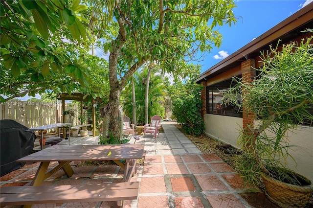 view of patio / terrace featuring a grill