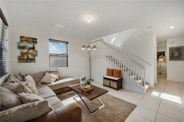 view of tiled living room