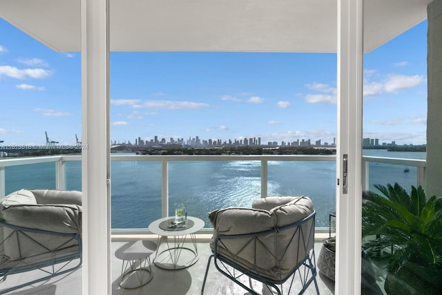 balcony with a water view