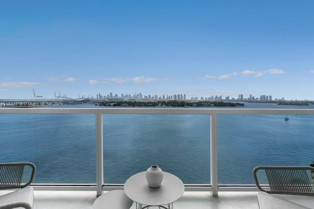 balcony with a water view