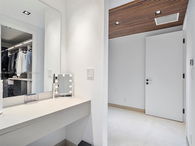 bathroom featuring vanity and wooden ceiling