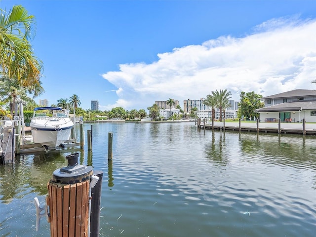 view of dock featuring a water view