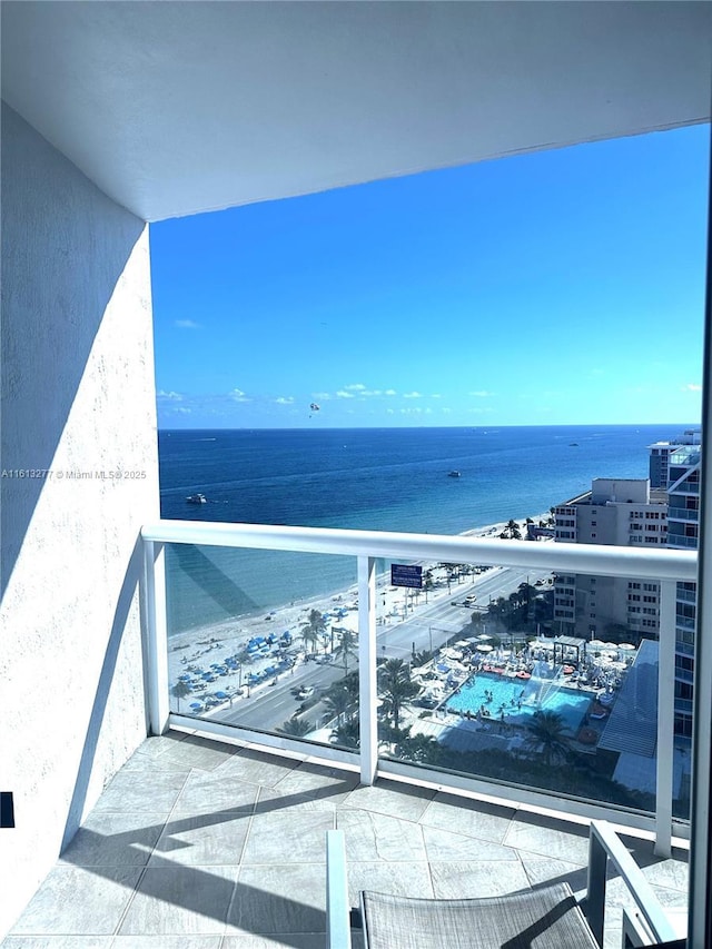 balcony with a water view