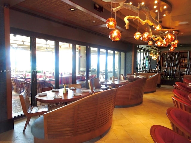 dining room featuring a notable chandelier