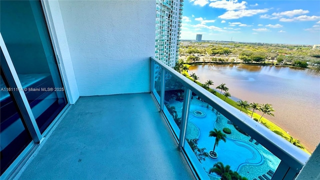 balcony with a water view