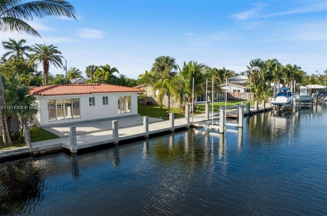 view of dock featuring a water view