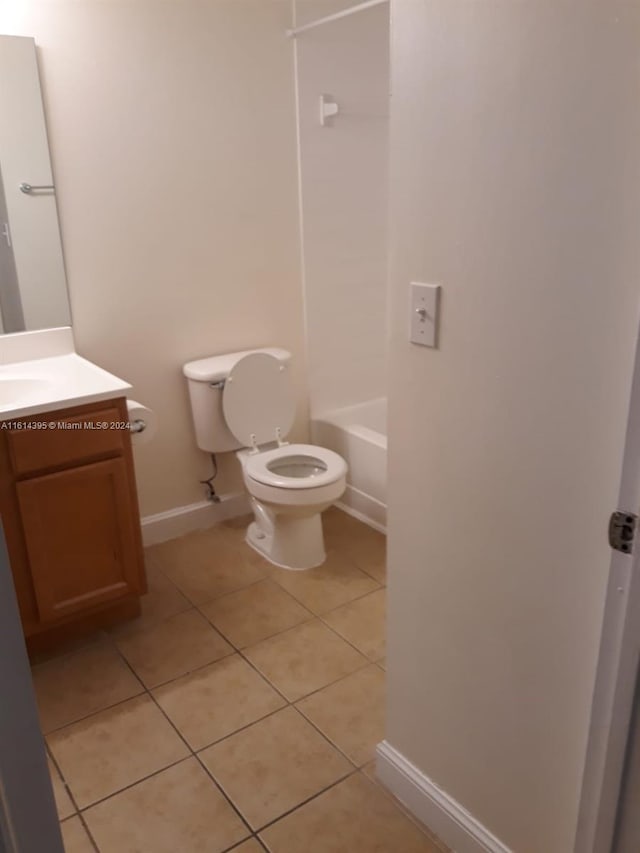 bathroom featuring toilet, tile patterned flooring, and vanity