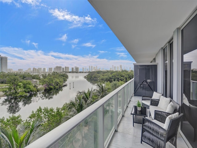 balcony with a water view