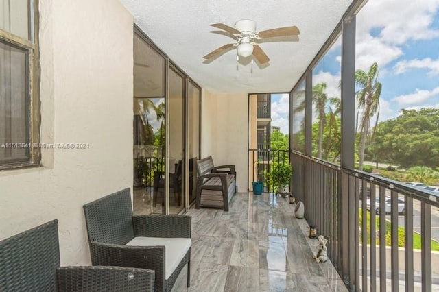 balcony with ceiling fan