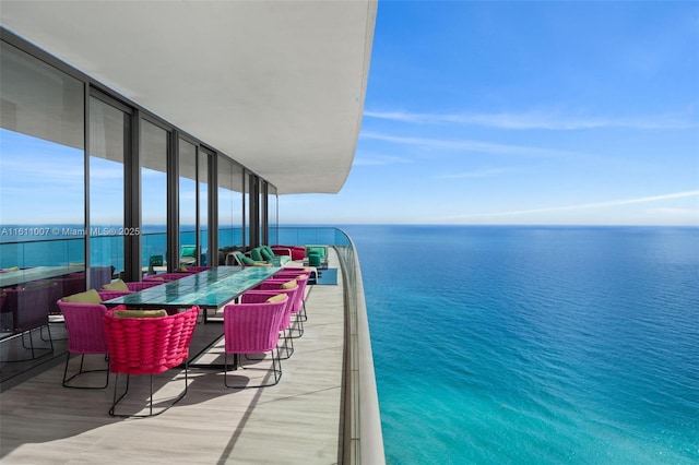 balcony with a water view