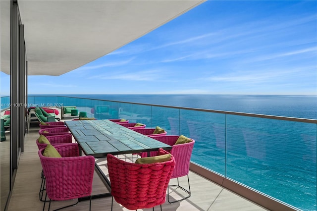 balcony with a water view