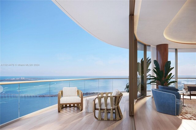 balcony with a water view