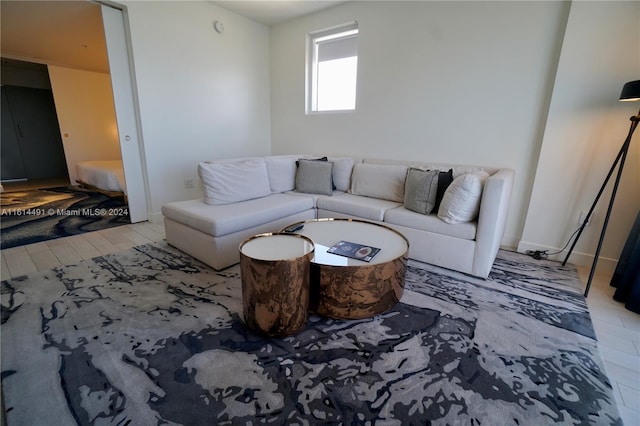 living room featuring light hardwood / wood-style floors