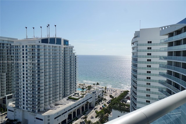 property view of water with a beach view