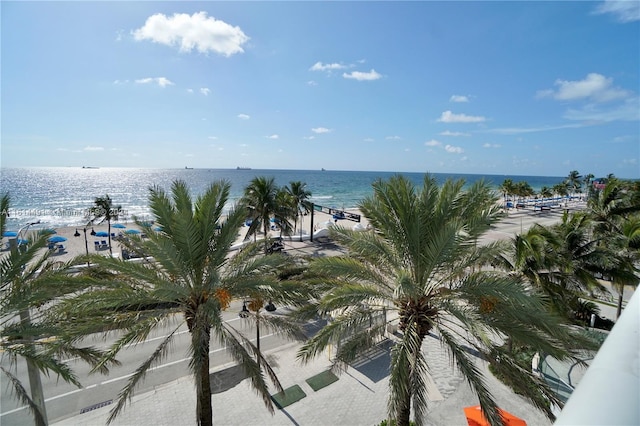 view of water feature with a view of the beach