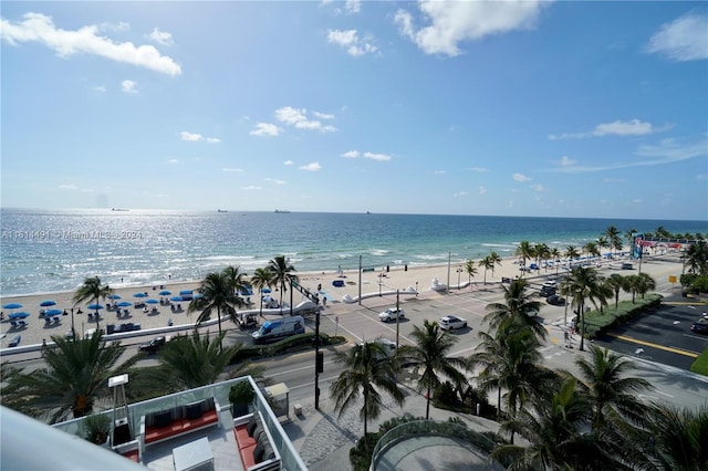 view of water feature featuring a view of the beach