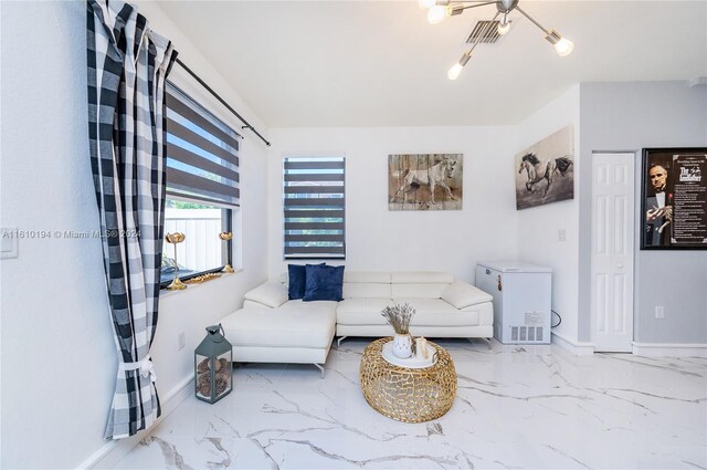 view of tiled living room