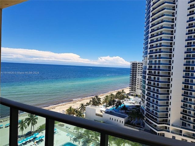 view of water feature featuring a view of the beach