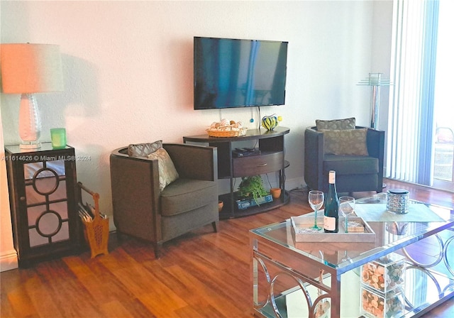 living room with hardwood / wood-style flooring