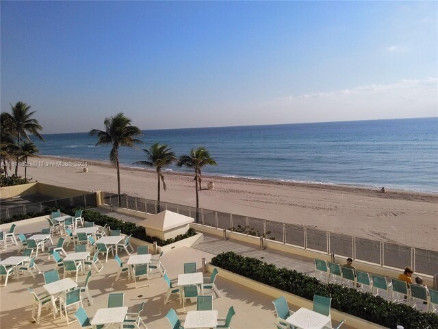 view of water feature with a beach view