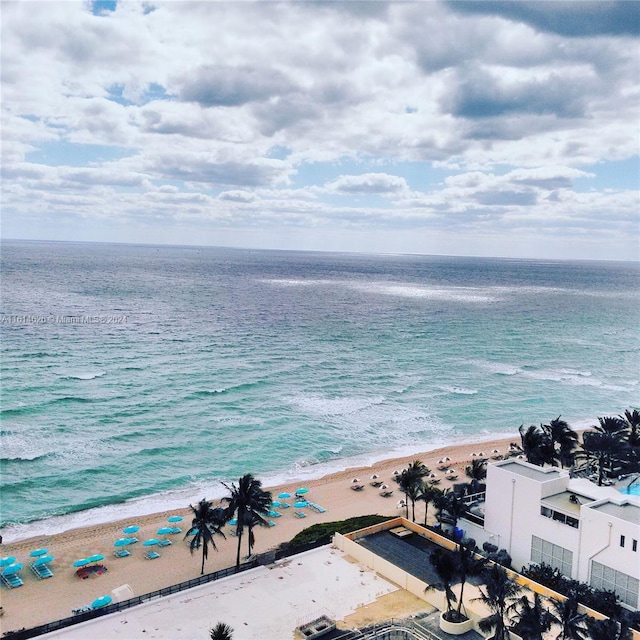 view of water feature featuring a view of the beach