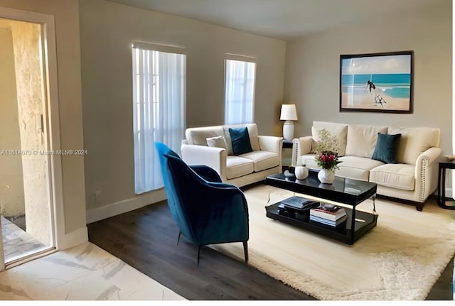 living room with hardwood / wood-style floors