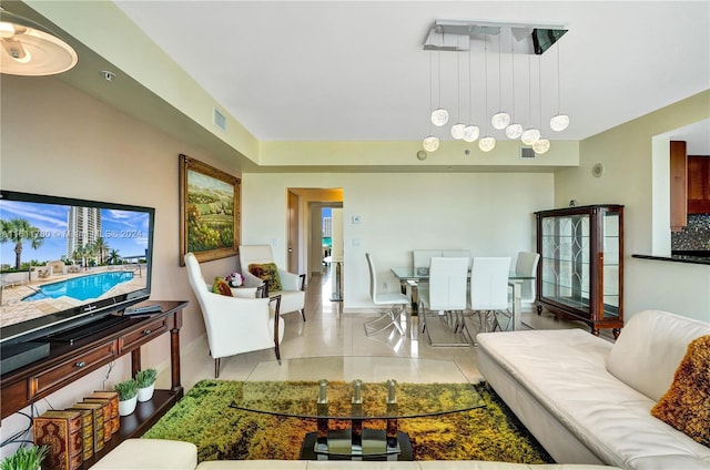 view of tiled living room