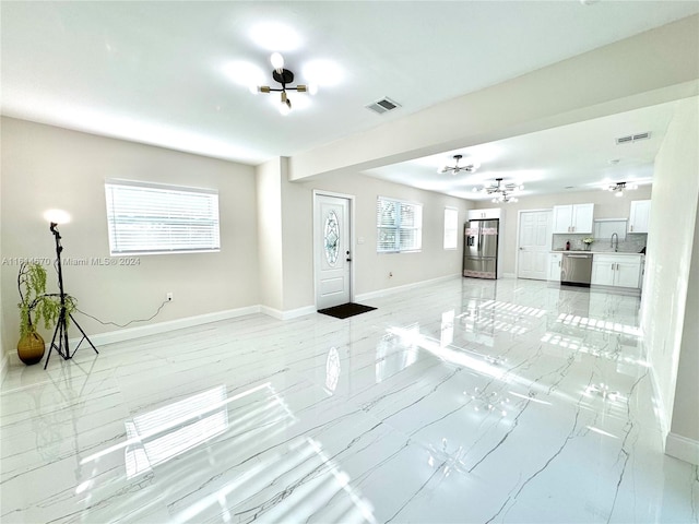 living room with sink