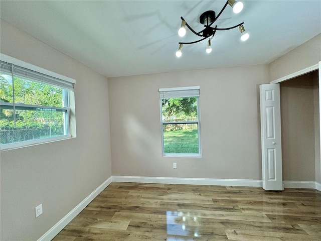 empty room featuring light wood-type flooring and a healthy amount of sunlight