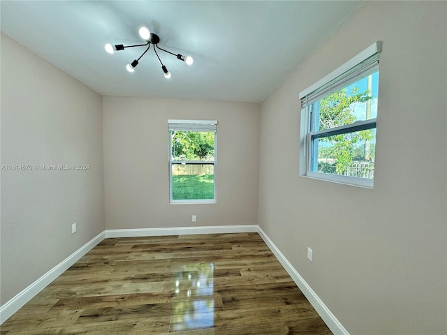 empty room with hardwood / wood-style floors