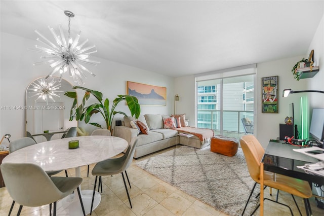 dining room featuring an inviting chandelier