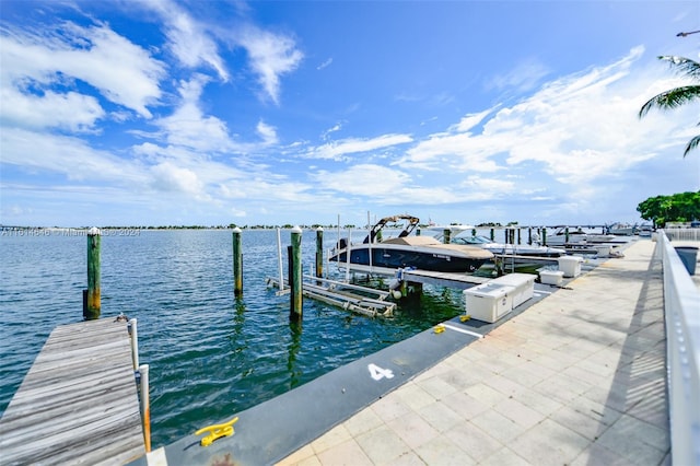 view of dock featuring a water view