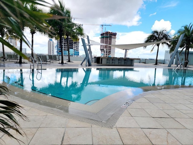 view of swimming pool featuring a patio