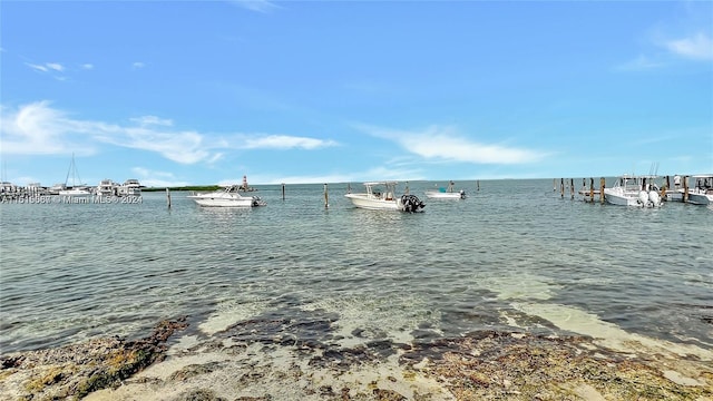 view of dock featuring a water view