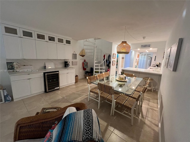 dining room featuring beverage cooler