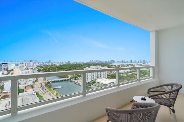 balcony with a water view