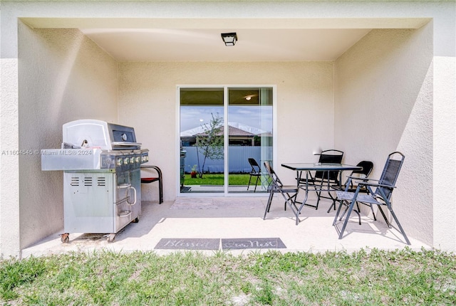 view of patio / terrace with a grill