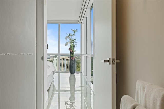 entryway featuring plenty of natural light and a wall of windows