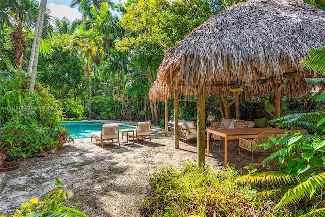 view of pool featuring a patio area and an outdoor living space