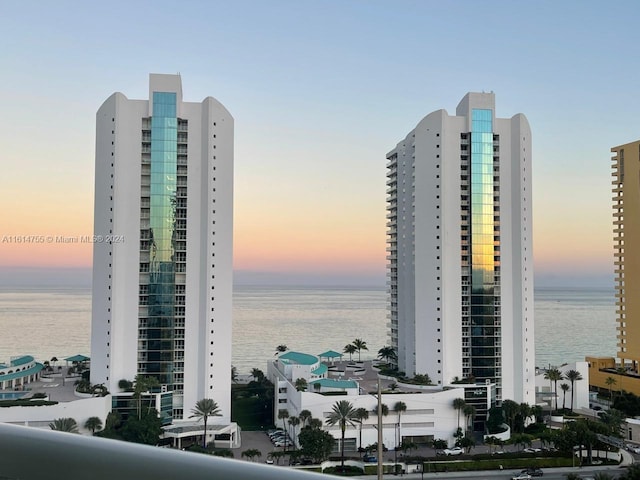 exterior space with a water view