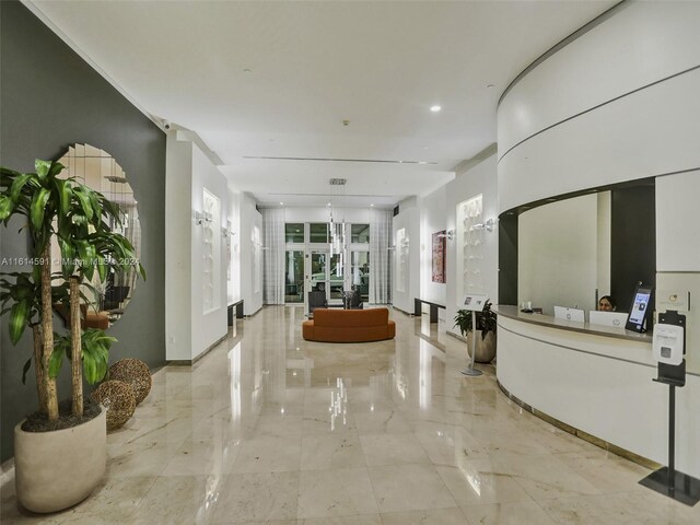 interior space featuring light tile flooring