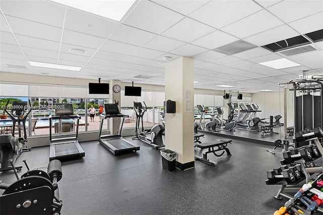 3000 S Ocean Dr Unit 206, Hollywood, FL 33019 - gym featuring healthy amount of natural light and a paneled ceiling